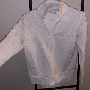 Light Cream/Grey Cropped Zip Up - Size S
